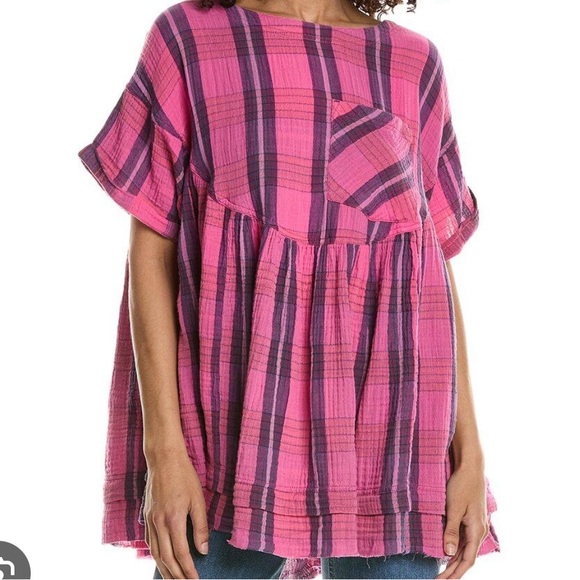 NWT Free People Moon city plaid top size Medium - Picture 1 of 7